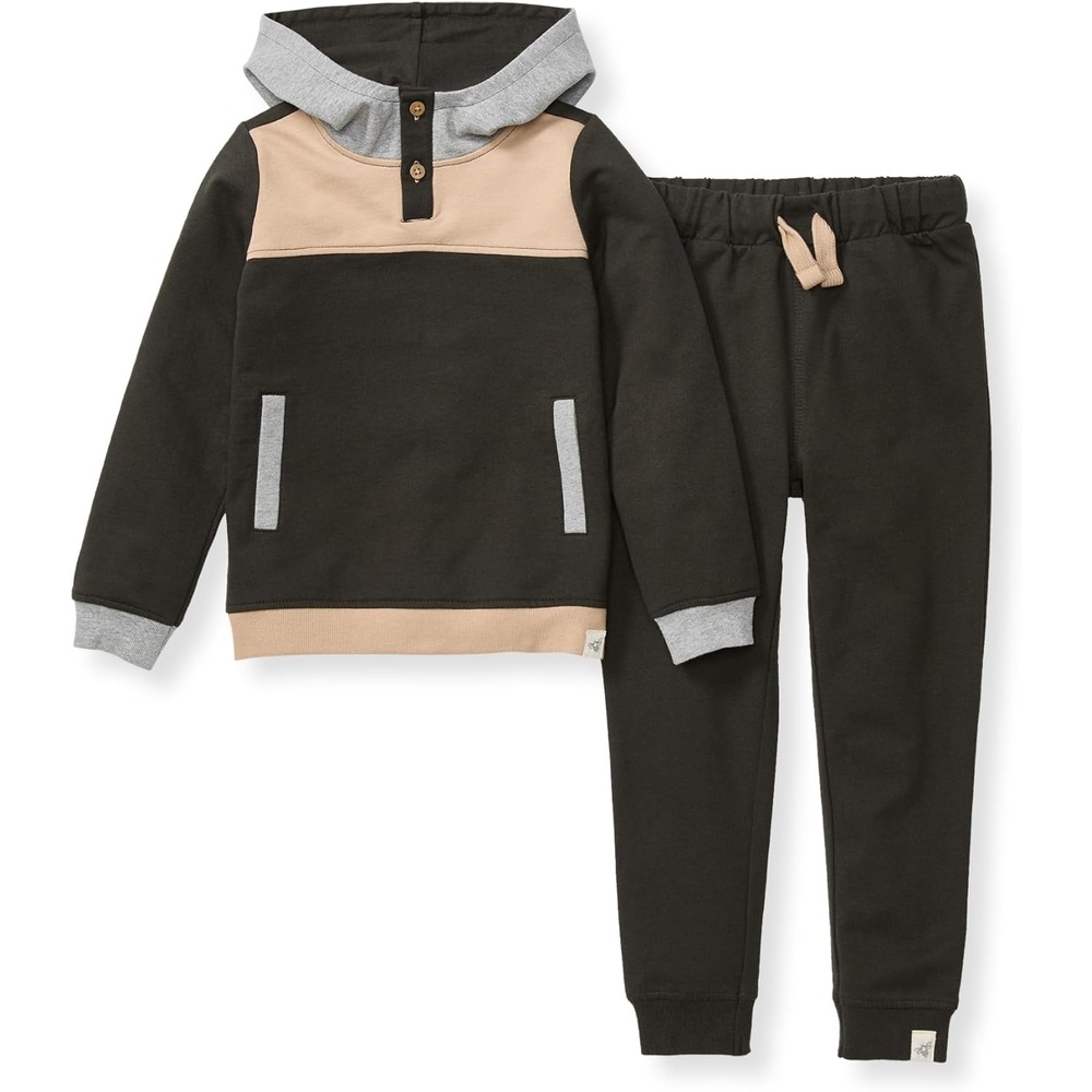 image:imageBurts Bees Baby Baby Boys Hoodie and Pant Set Top amp Bottom Outfit Bundle 100 Organic CottonShadow Colorblocked