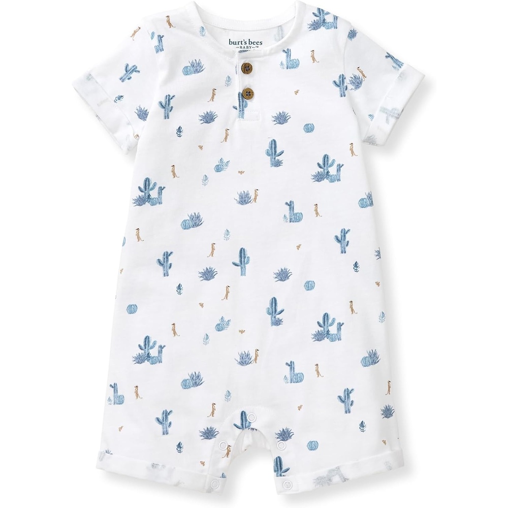 image:imageBurts Bees Baby Baby Boys Short Sleeve Rompers 100 Organic Cotton Onepiece Coverall and Layette SetBlue Desert Life