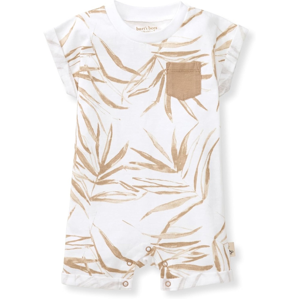 image:imageBurts Bees Baby Baby Boys Short Sleeve Rompers 100 Organic Cotton Onepiece Coverall and Layette SetShady Palms