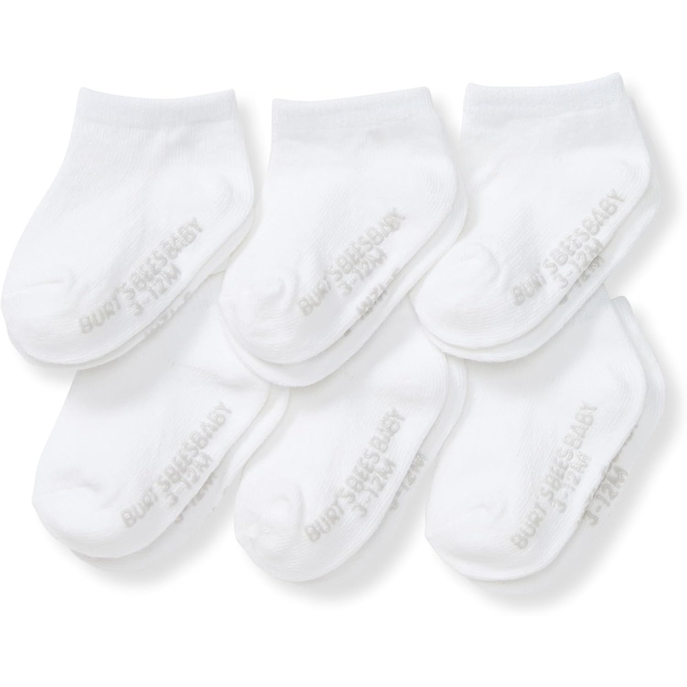 image:imageBurts Bees Baby Baby Girls Ankle Socks with NonSlip Grips Organic Soft Cotton Toddler Socks Baby Essential 6PackCloud Ankle Socks