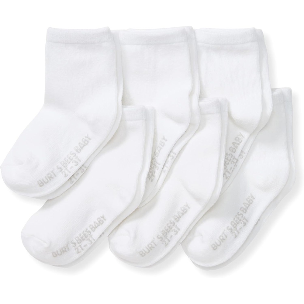 image:imageBurts Bees Baby Baby Girls Ankle Socks with NonSlip Grips Organic Soft Cotton Toddler Socks Baby Essential 6PackCloud Crew Socks