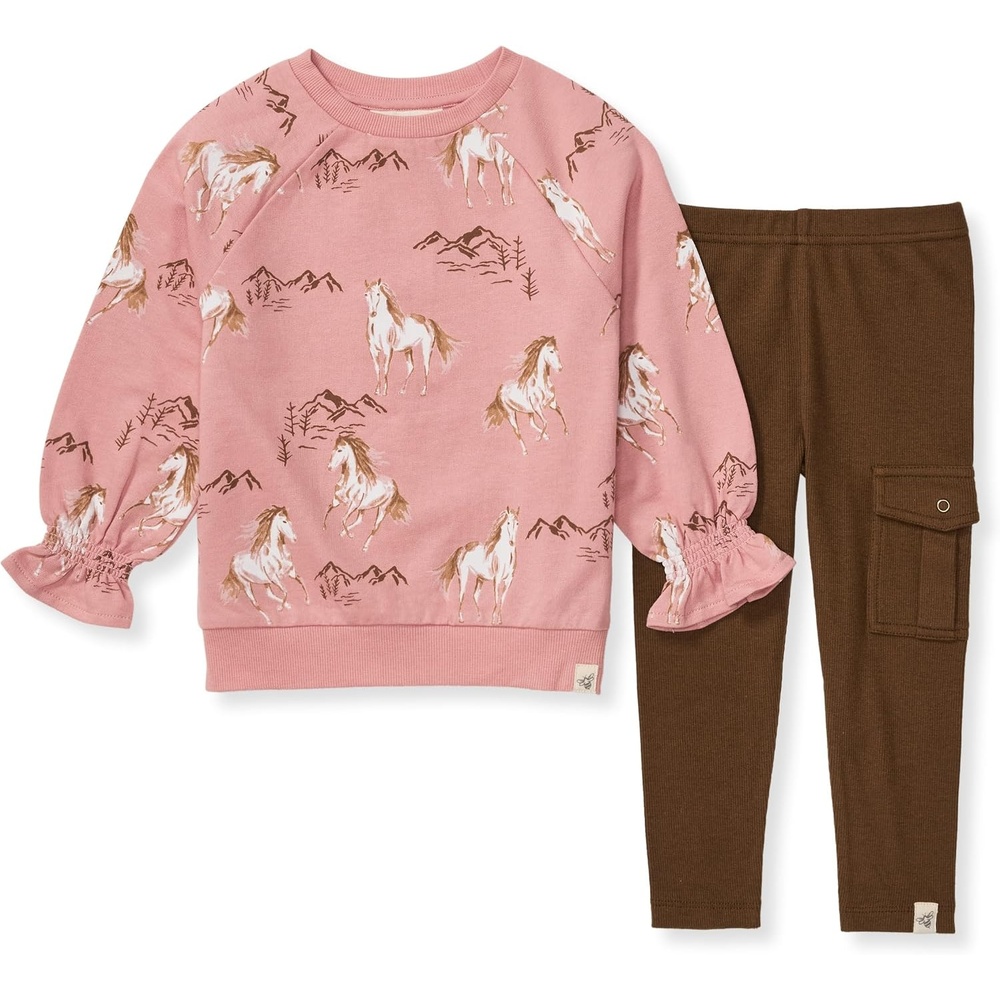 image:imageBurts Bees Baby Baby Girls Long Sleeve Top and Pant Set 100 Organic Cotton OutfitHorse Love Set