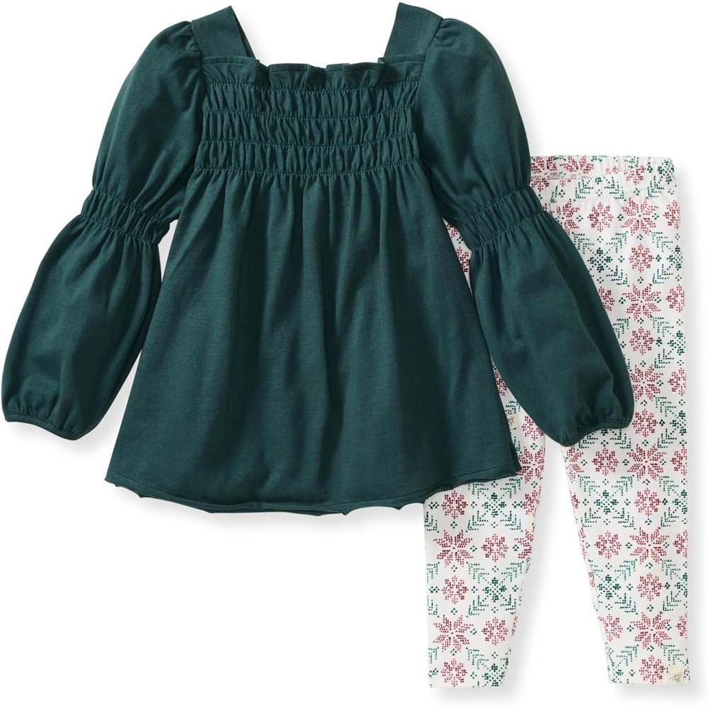 image:imageBurts Bees Baby Baby Girls Long Sleeve Top and Pant Set 100 Organic Cotton OutfitPoinsettia Fair Isle