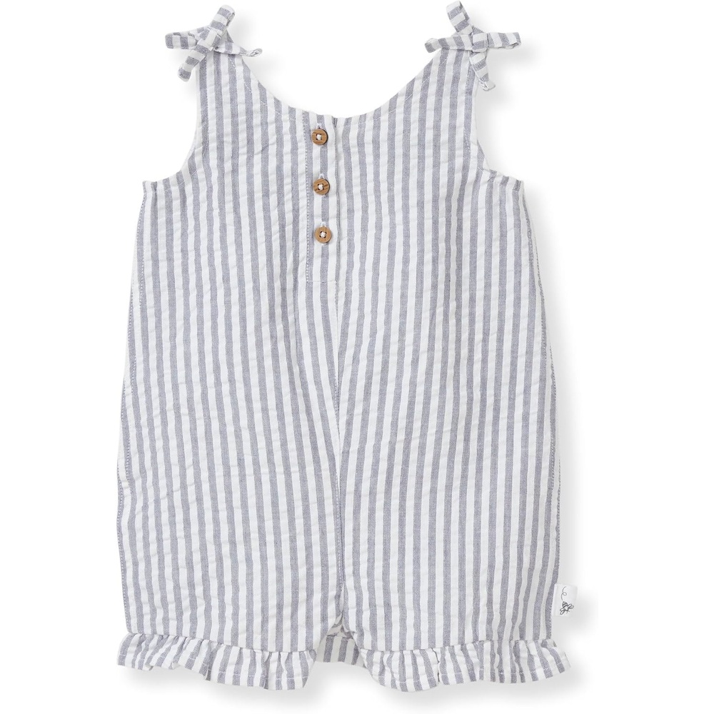 image:imageBurts Bees Baby Baby Girls Romper 100 Organic Cotton OnePiece Shortall Girl OutfitStriped Seersucker