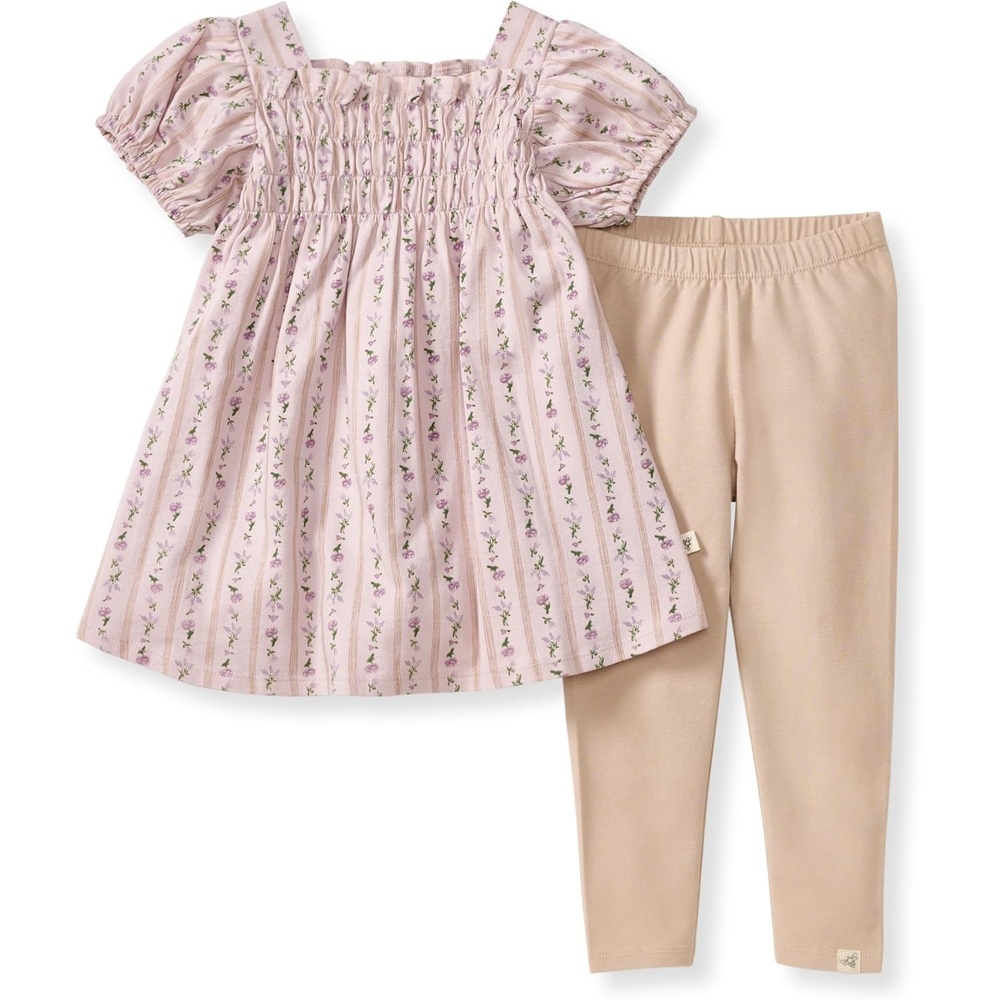 image:imageBurts Bees Baby Baby Girls Short Sleeve Top and Leggings Set Outfit Bundle 100 Organic CottonFarmhouse Floral