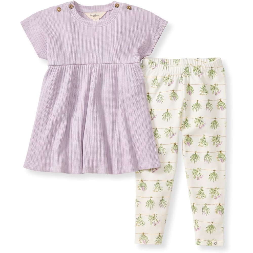 image:imageBurts Bees Baby Baby Girls Short Sleeve Top and Leggings Set Outfit Bundle 100 Organic CottonFresh Herbs