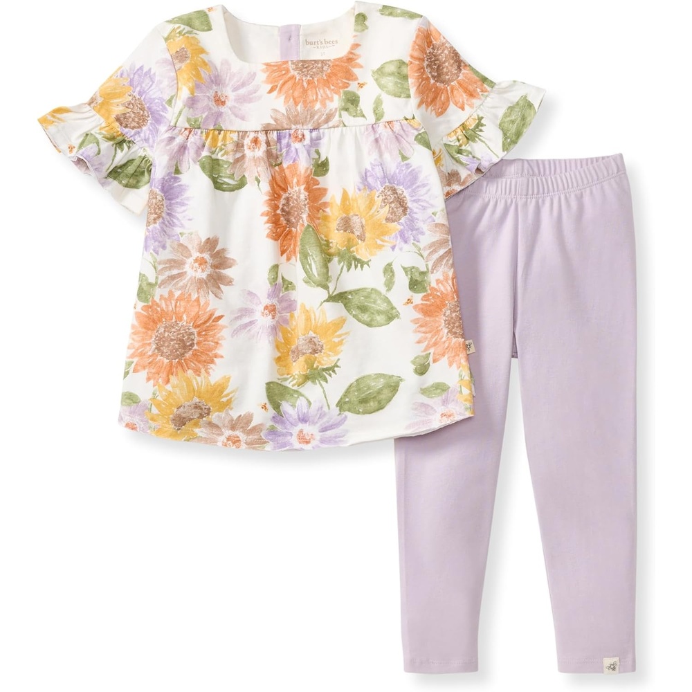 image:imageBurts Bees Baby Baby Girls Short Sleeve Top and Leggings Set Outfit Bundle 100 Organic CottonSweet Sunflowers