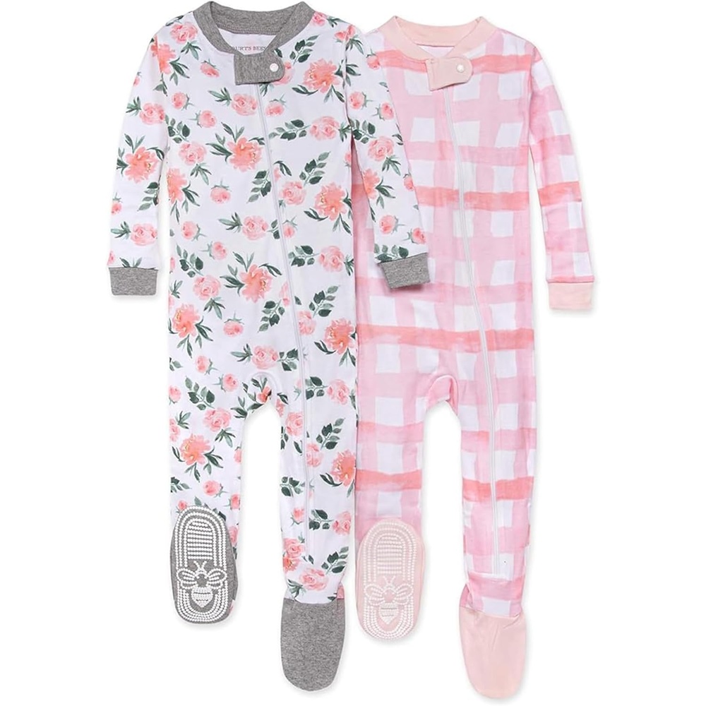 image:imageBurts Bees Baby Baby Girls Sleeper Pajamas 100 Organic Cotton Onepiece PJs Diagonal Zip Up Jumpsuit Snug Fit FootieAutumn Blooms
