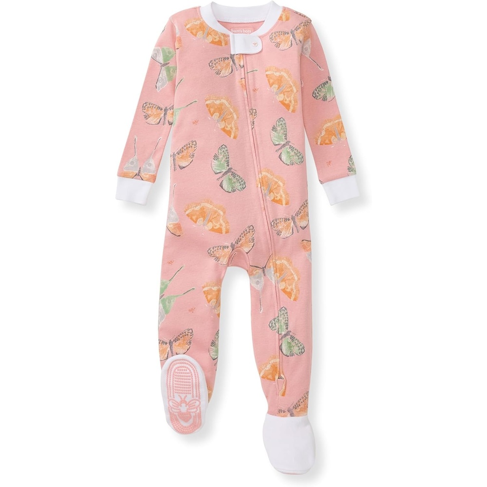 image:imageBurts Bees Baby Baby Girls Sleeper Pajamas 100 Organic Cotton Onepiece PJs Diagonal Zip Up Jumpsuit Snug Fit FootieDesert Moths