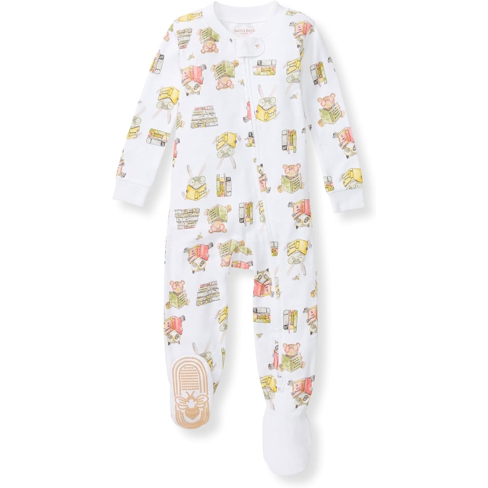 image:imageBurts Bees Baby Baby Girls Sleeper Pajamas 100 Organic Cotton Onepiece PJs Diagonal Zip Up Jumpsuit Snug Fit FootieStardust Bunnies