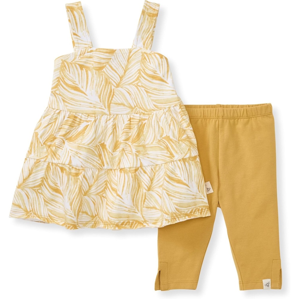 image:imageBurts Bees Baby Baby Girls Top and Pant Set Tunic and Leggings Bundle 100 Organic CottonLeafy Jungle