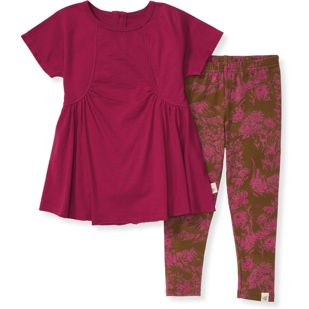 image:imageBurts Bees Baby Baby Girls Top and Pant Set Tunic and Leggings Bundle 100 Organic CottonValley Flowers