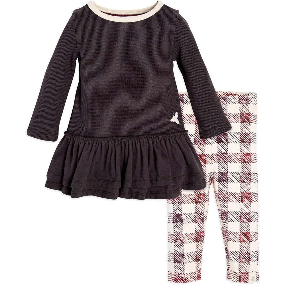 image:imageBurts Bees Baby Baby Girls Top and Pant Set Tunic and Leggings Bundle 100 Organic CottonZincBuffalo Chec