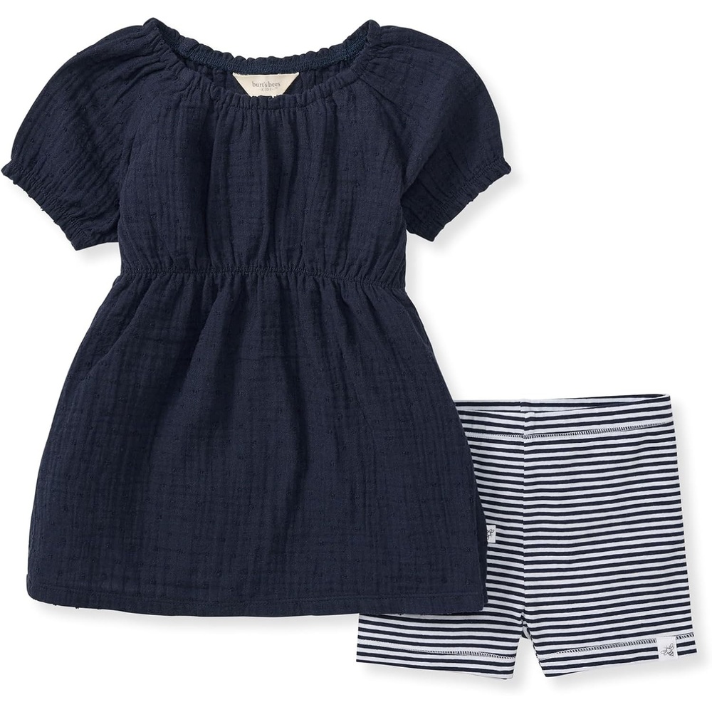 image:imageBurts Bees Baby Baby Girls Top and Shorts Set Tunic and Shorts Bundle 100 Organic CottonMidnight