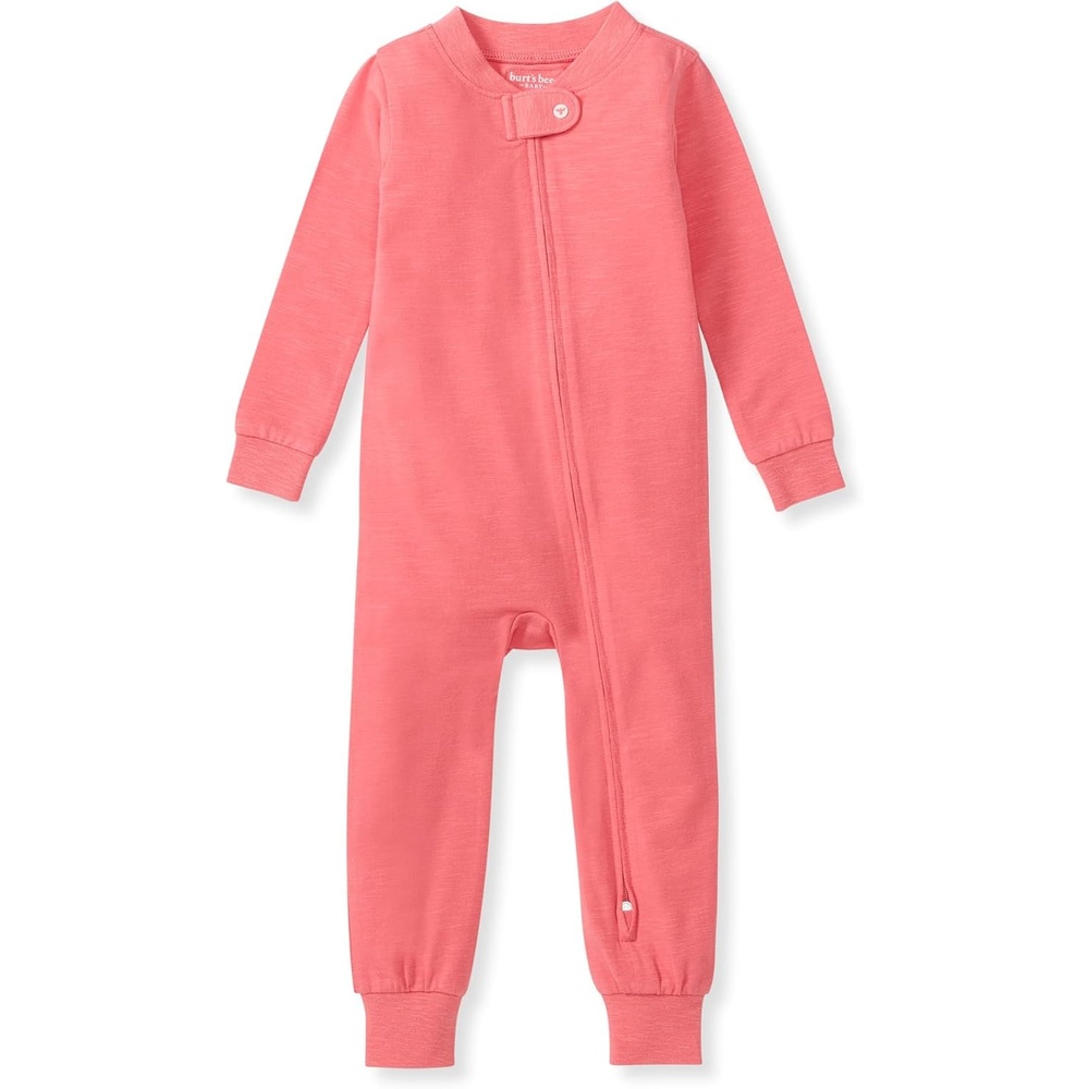 image:imageBurts Bees Baby Baby Honeysoft Pajamas Footless Onepiece Zipup Pj Soft Organic Cotton amp Lyocell BlendPink Coral