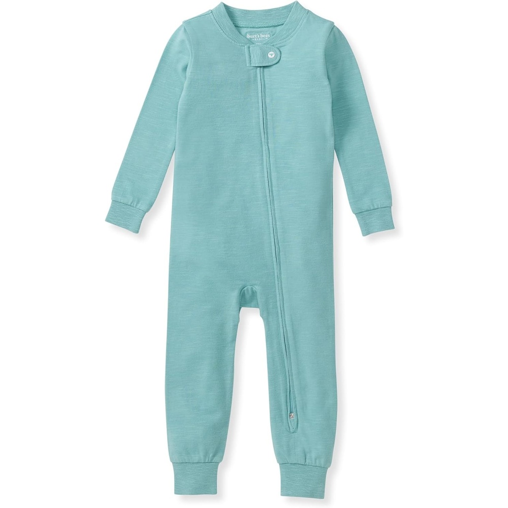 image:imageBurts Bees Baby Baby Honeysoft Pajamas Footless Onepiece Zipup Pj Soft Organic Cotton amp Lyocell BlendSeaglass Blue