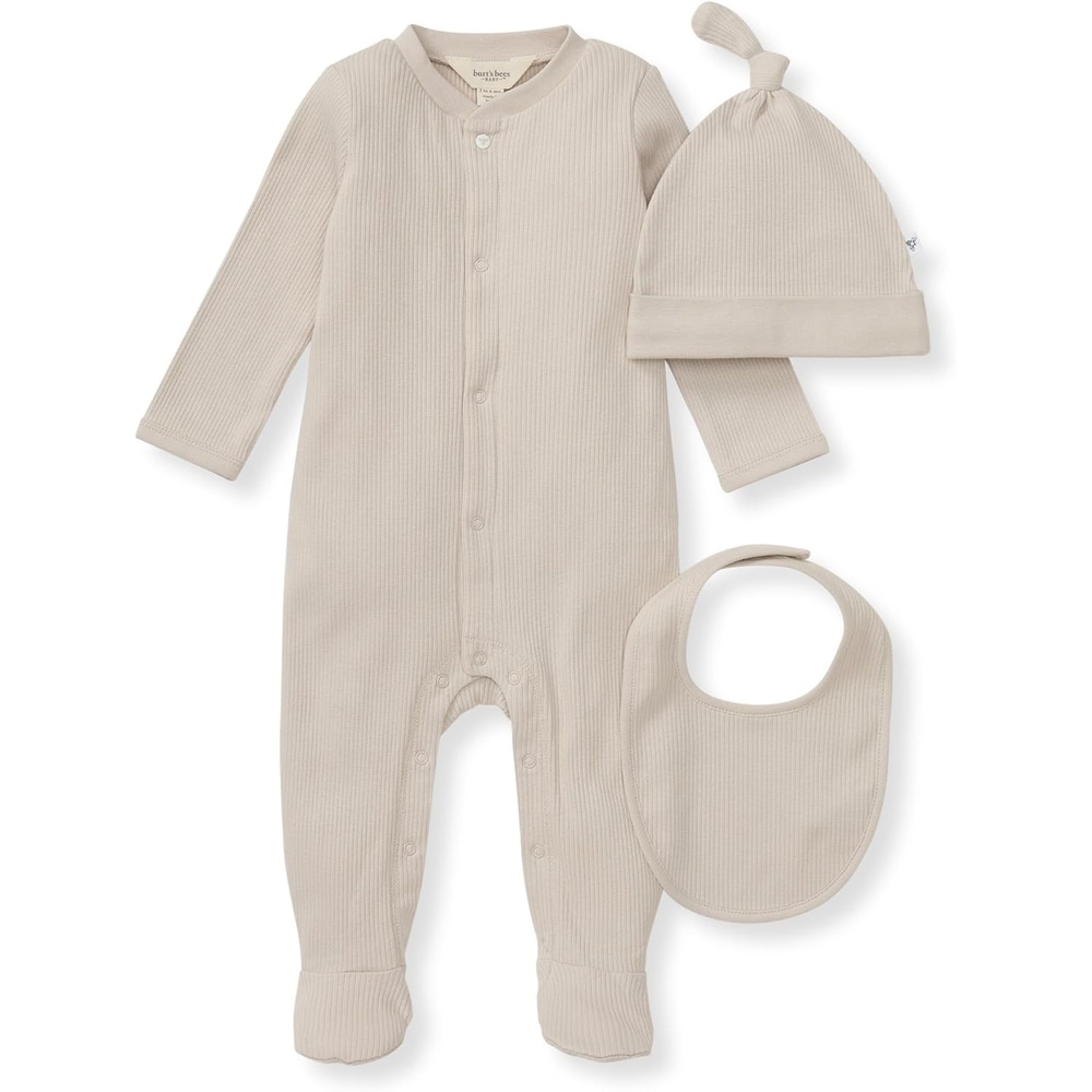 image:imageBurts Bees Baby Baby Jumpsuit 100 Organic Cotton Onepiece Outfit CoverallLimestone 3pc Set