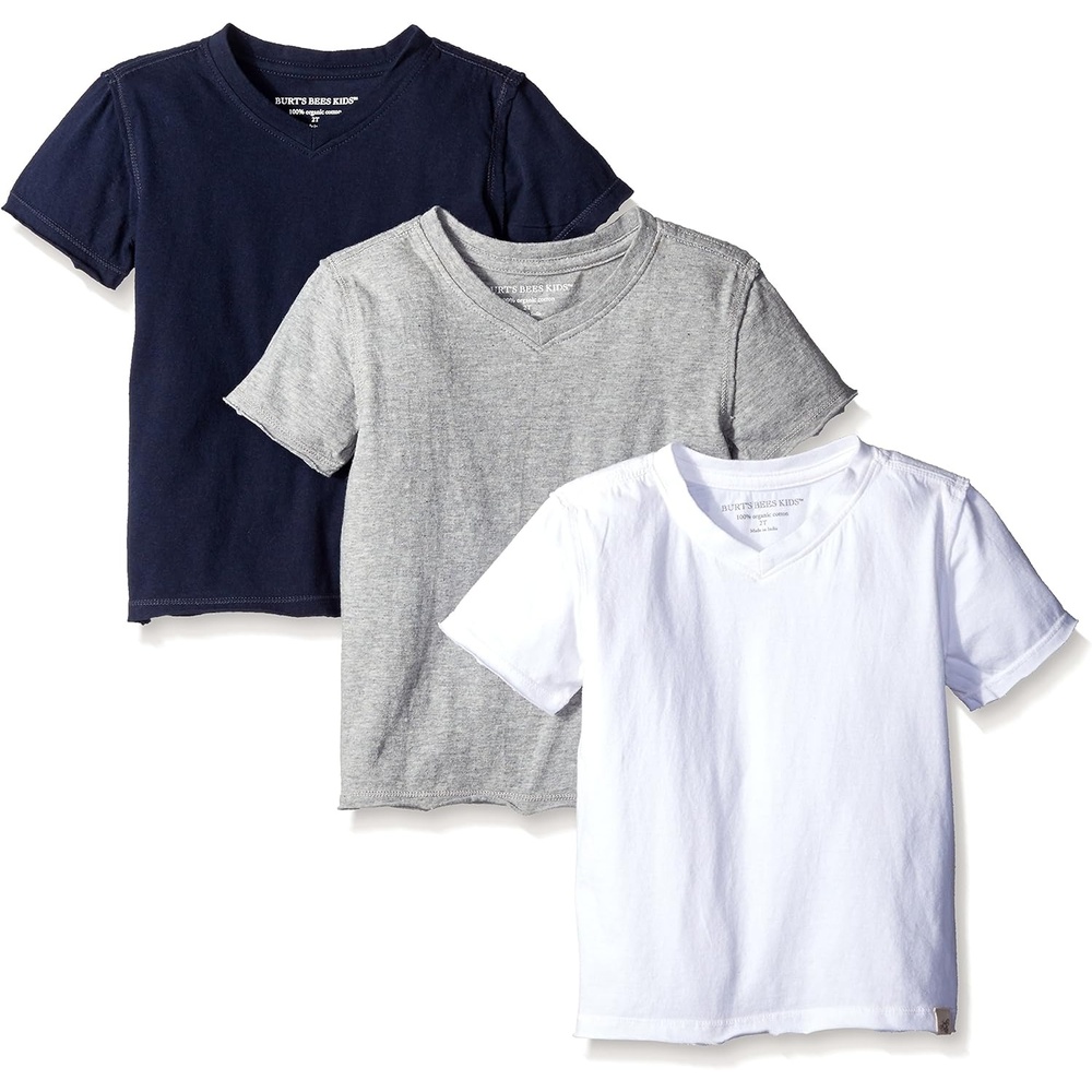 image:imageBurts Bees Baby BabyBoys Tees Short Long Sleeve TShirt VNeck Crew Infant and Toddler Top 100 Organic CottonMulti 3pack