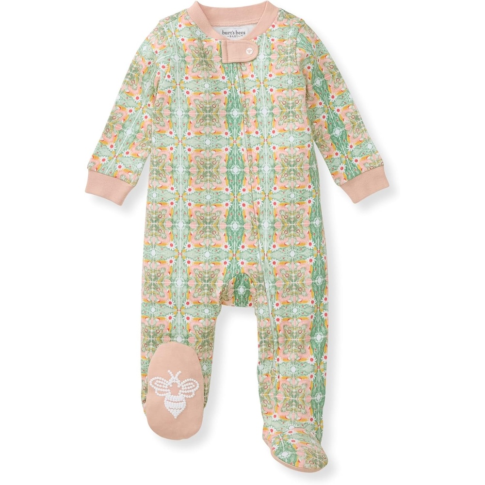 image:imageBurts Bees Baby Boys Footless Pajamas Sleep and Play Loose Fit 100 Organic Cotton Soft Onepiece PJsFloral Tile
