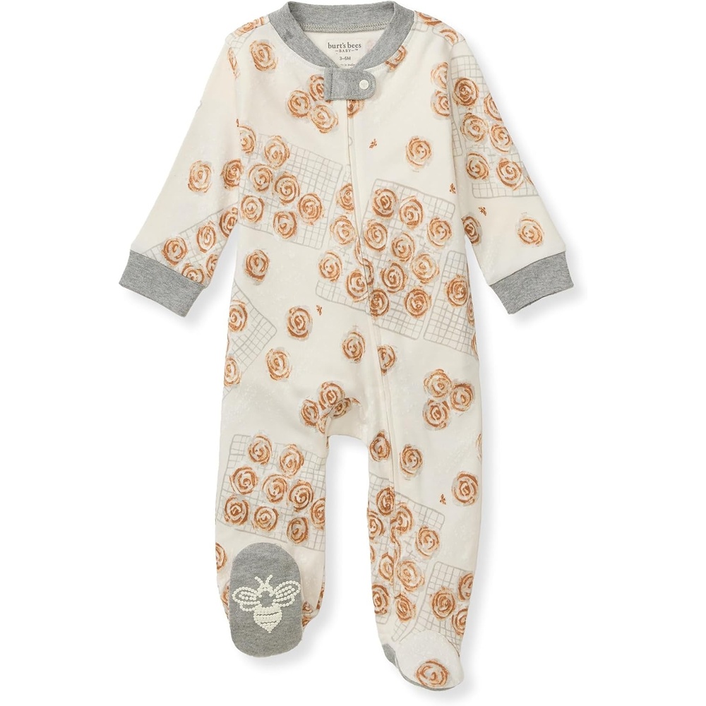 image:imageBurts Bees Baby Boys Footless Pajamas Sleep and Play Loose Fit 100 Organic Cotton Soft Onepiece PJsGooey Cinnamon Rolls
