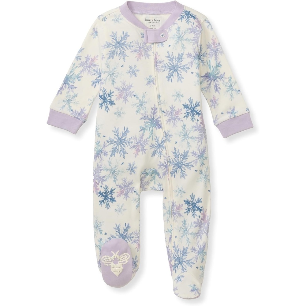 image:imageBurts Bees Baby Boys Footless Pajamas Sleep and Play Loose Fit 100 Organic Cotton Soft Onepiece PJsSnowflake Flurries