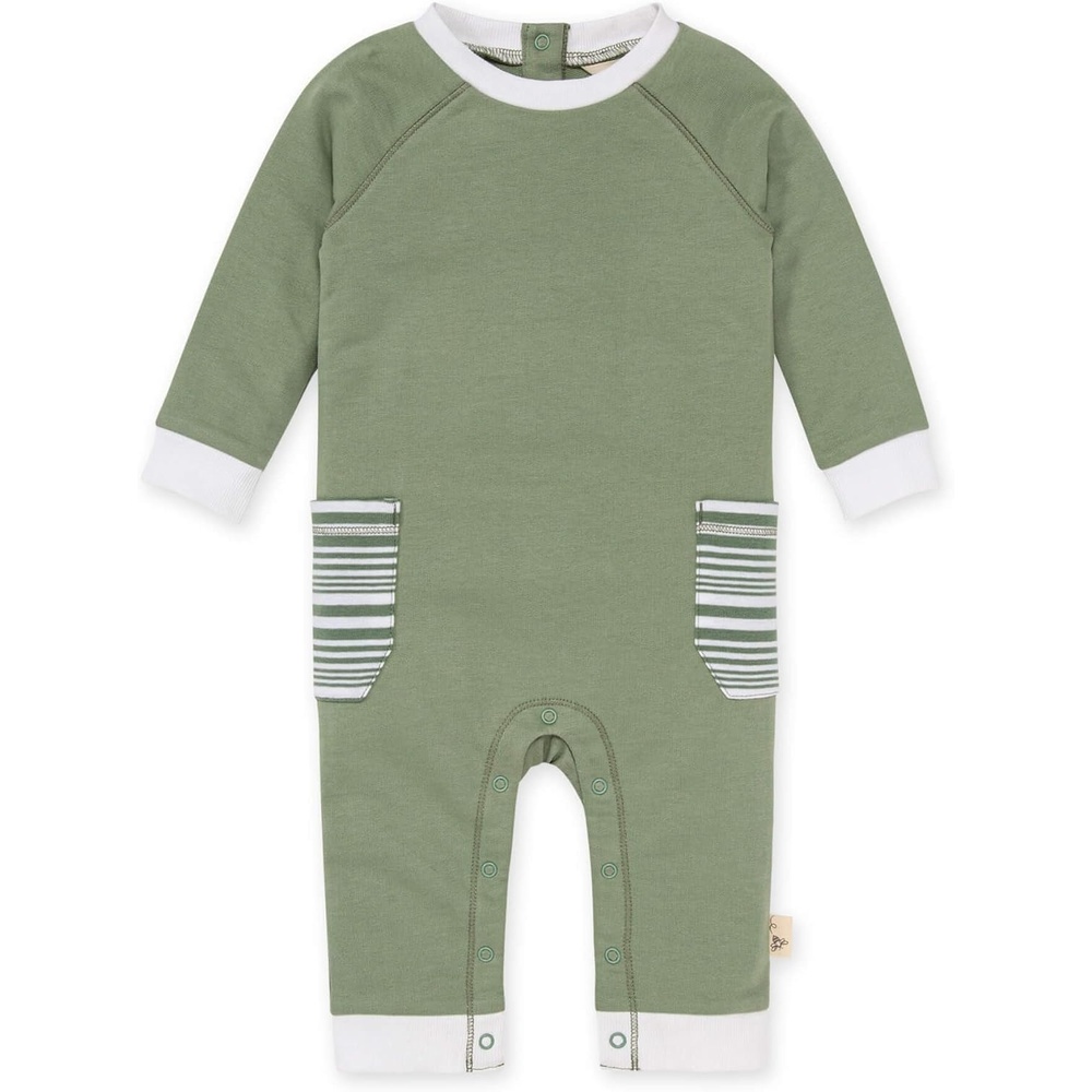 image:imageBurts Bees Baby Boys Jumpsuit 100 Organic Cotton Onepiece Long Sleeve CoverallGreen Bay Pocket