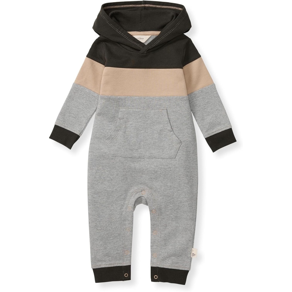 image:imageBurts Bees Baby Boys Jumpsuit 100 Organic Cotton Onepiece Long Sleeve CoverallHeather Colorblocked