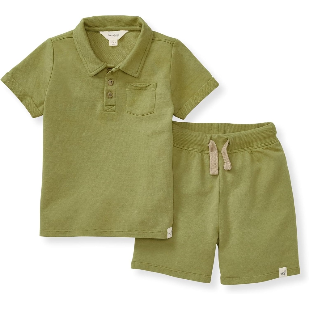 image:imageBurts Bees Baby Boys Shirt and Pant Set Top amp Shorts Outfit Bundle 100 Organic CottonIguana Polo Set