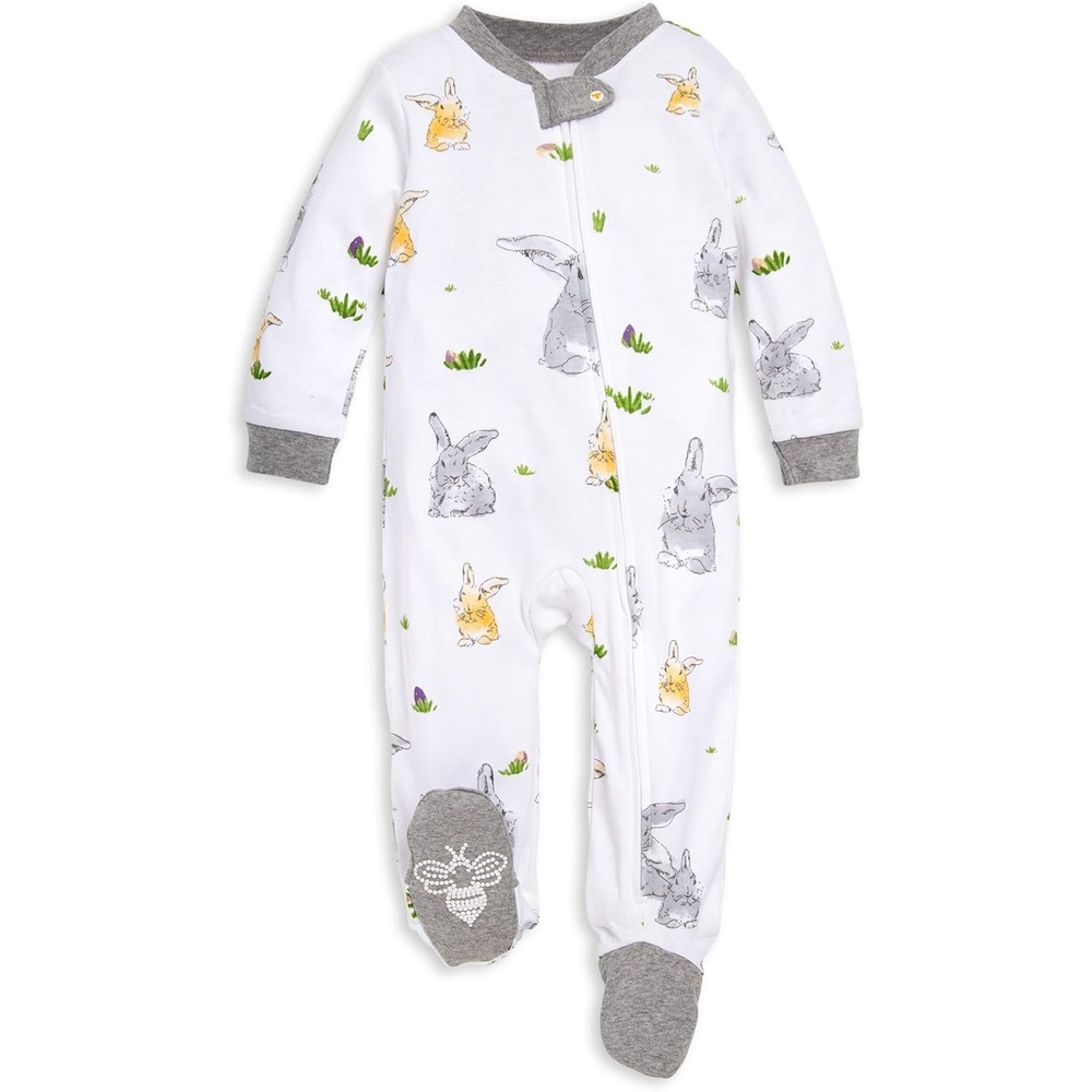 image:imageBurts Bees Baby Boys Sleep and Play PJs 100 Organic Cotton OnePiece Zip Front Romper Jumpsuit PajamasBunny Trail