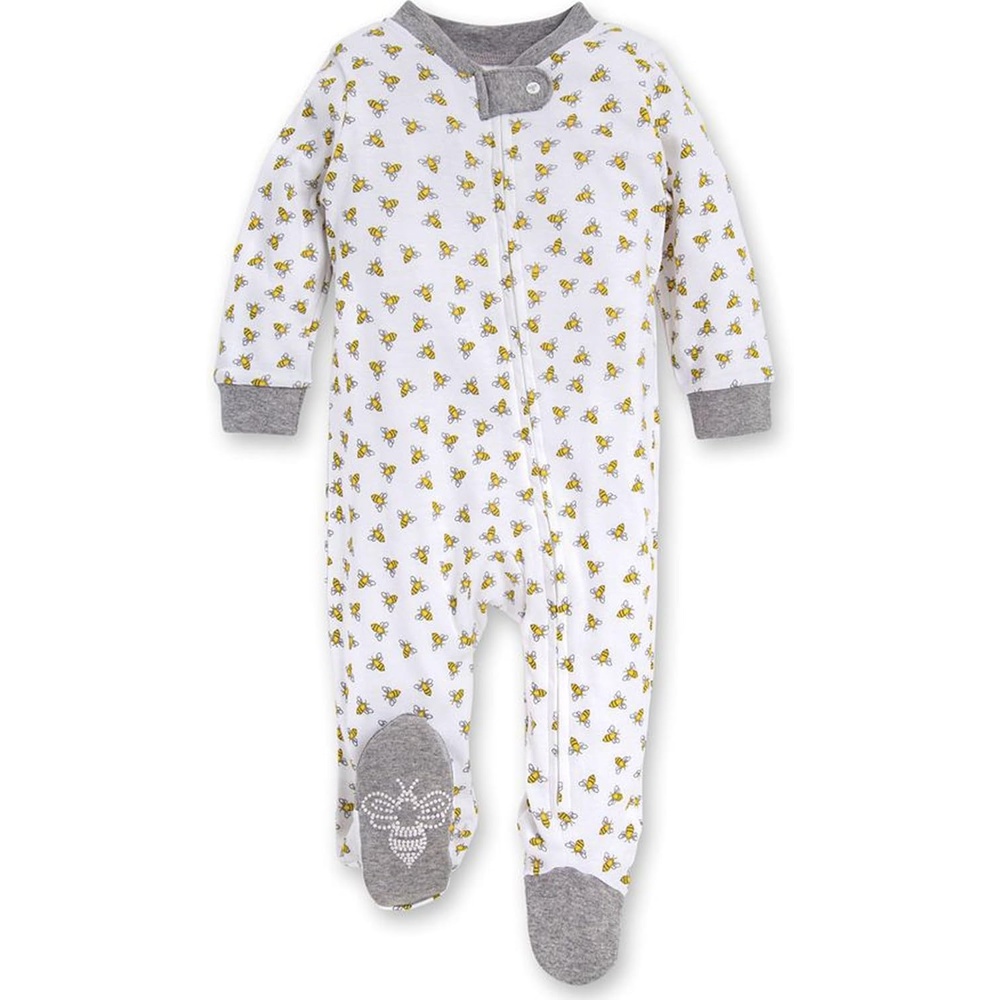 image:imageBurts Bees Baby Boys Sleep and Play PJs 100 Organic Cotton OnePiece Zip Front Romper Jumpsuit PajamasHoney Bee