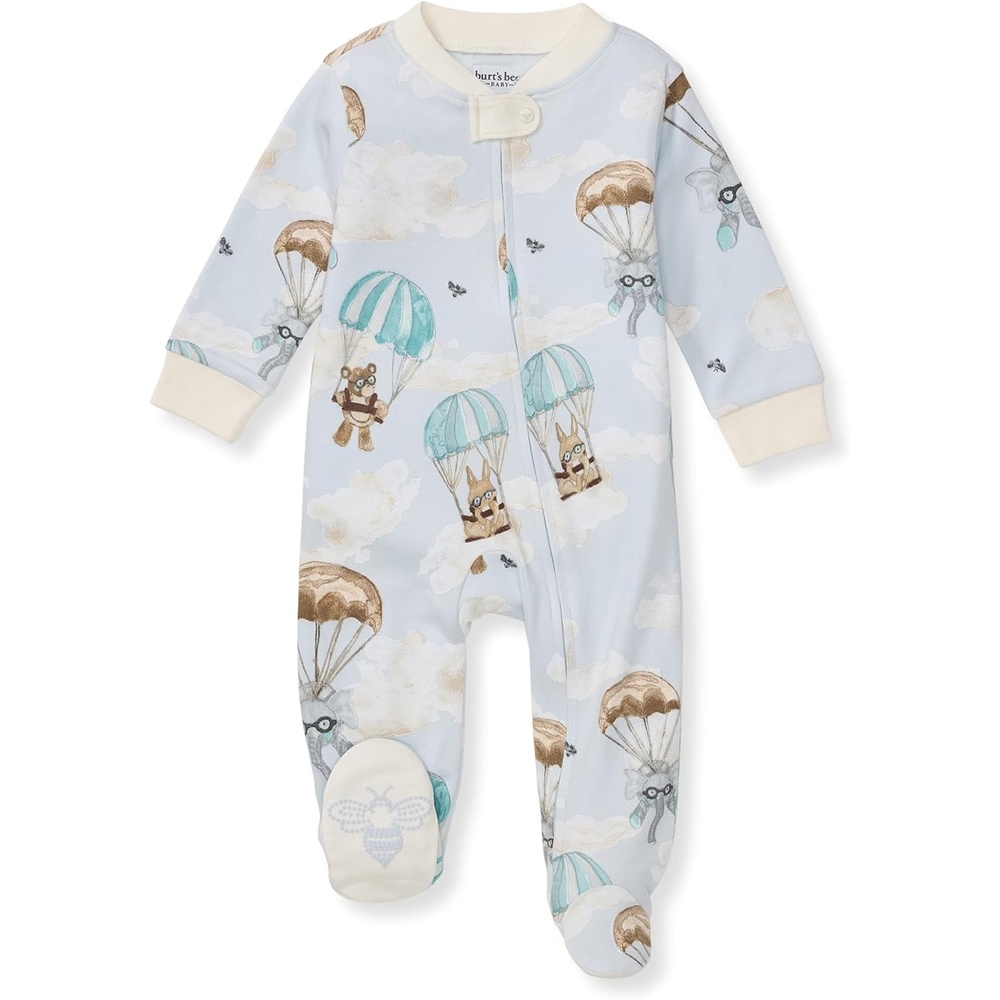 image:imageBurts Bees Baby Boys Sleep and Play PJs 100 Organic Cotton OnePiece Zip Front Romper Jumpsuit PajamasParachute Pals Blue