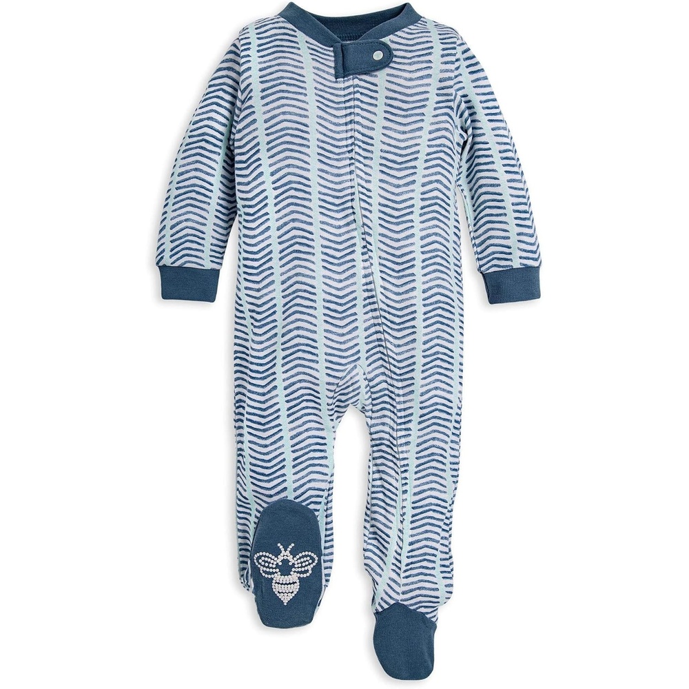 image:imageBurts Bees Baby Boys Sleep and Play PJs 100 Organic Cotton OnePiece Zip Front Romper Jumpsuit PajamasWatercolor Chevron