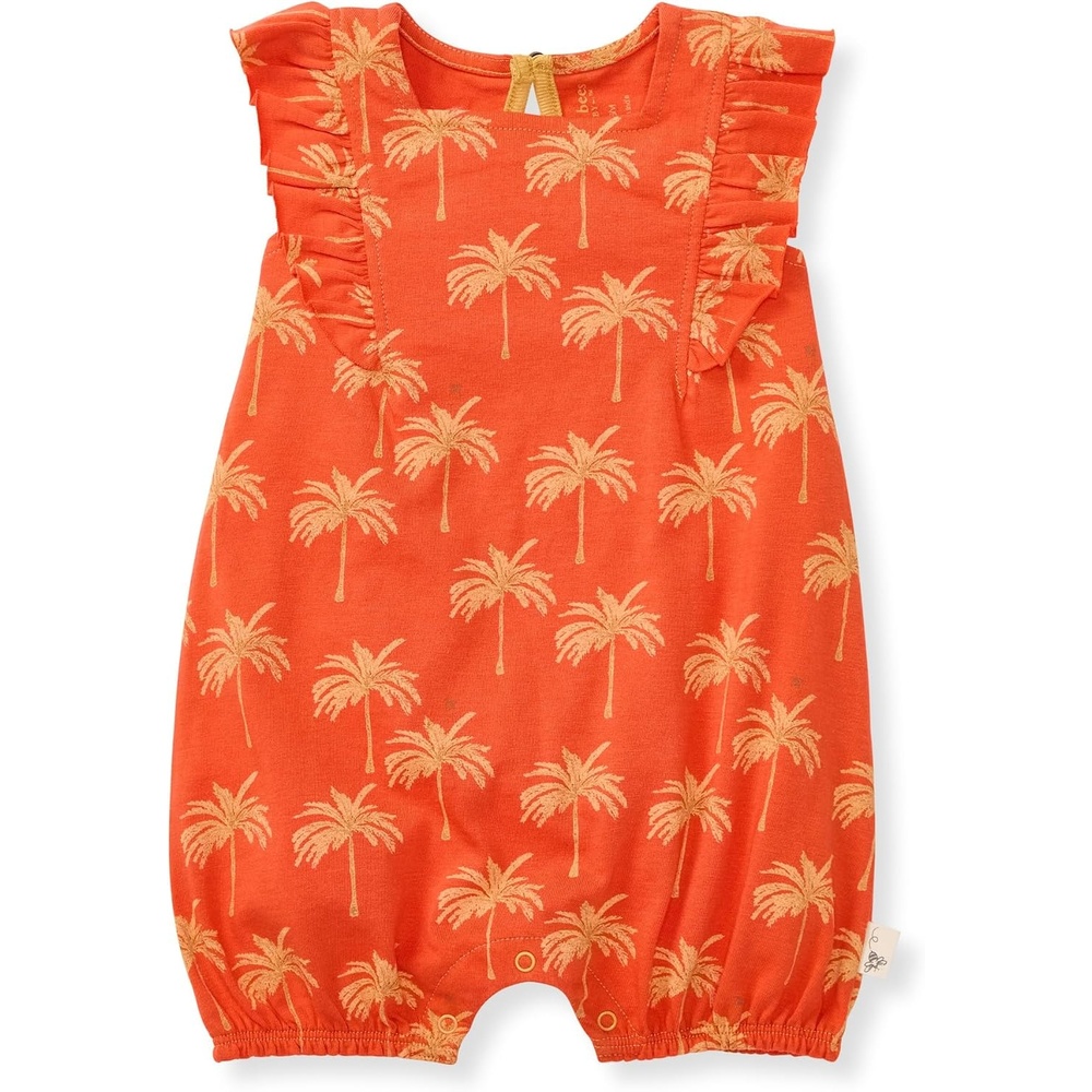 image:imageBurts Bees Baby Girls Bubble Romper 100 Organic Cotton Onepiece Shortall and Layette Girl OutfitGolden Palms