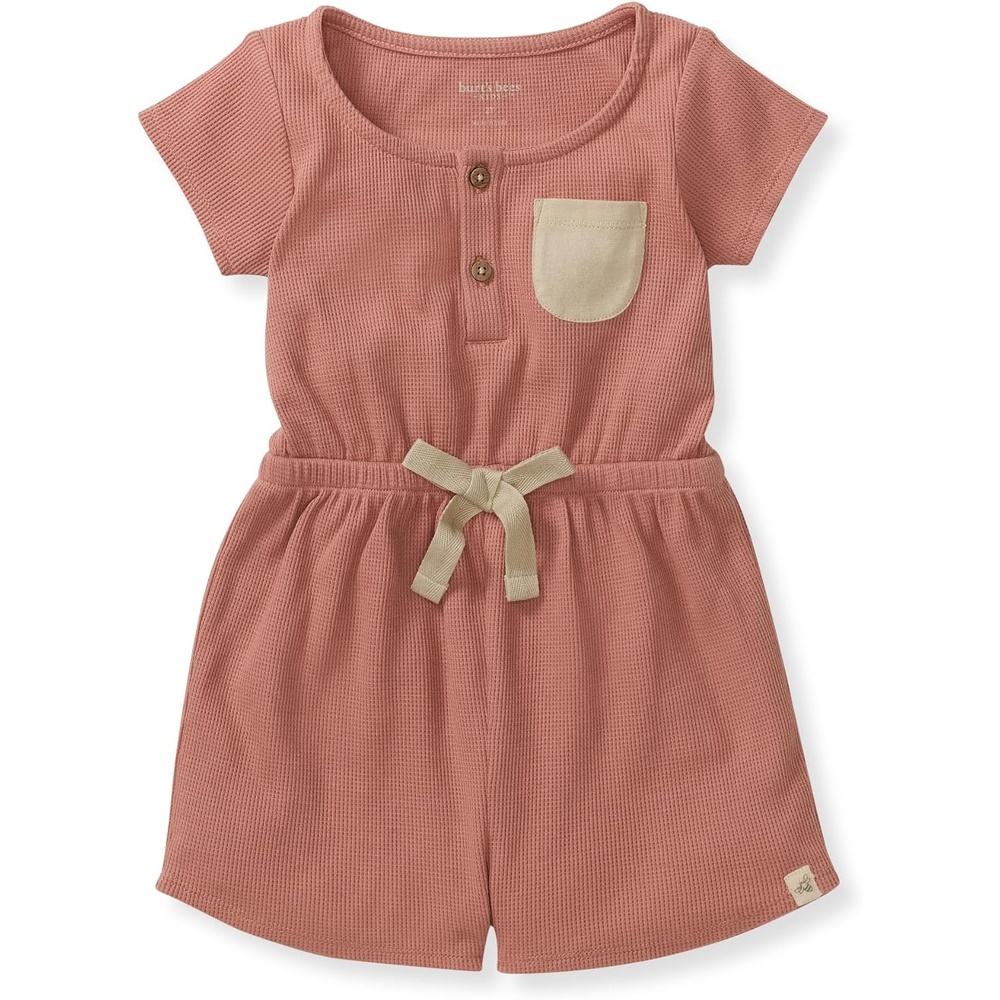 image:imageBurts Bees Baby Girls Bubble Romper 100 Organic Cotton Onepiece Shortall and Layette Girl OutfitSedona Waffle