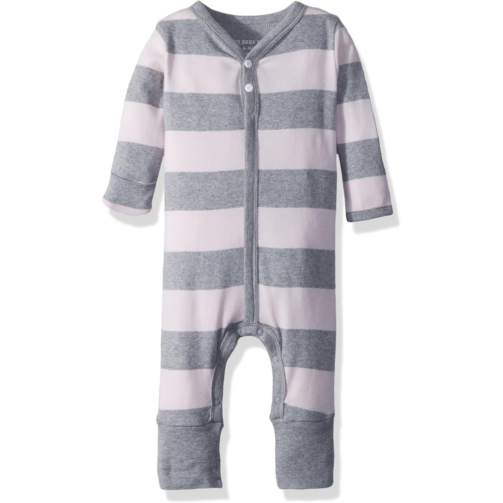 image:imageBurts Bees Baby Girls Long Sleeve Jumpsuit 100 Organic Cotton OnePiece Outfit CoverallBlossom Rugby Stripe