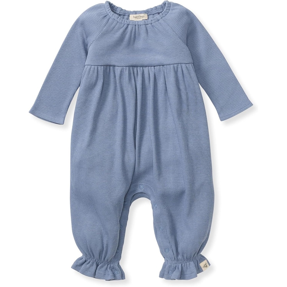 image:imageBurts Bees Baby Girls Long Sleeve Jumpsuit 100 Organic Cotton OnePiece Outfit CoverallDusty Indigo