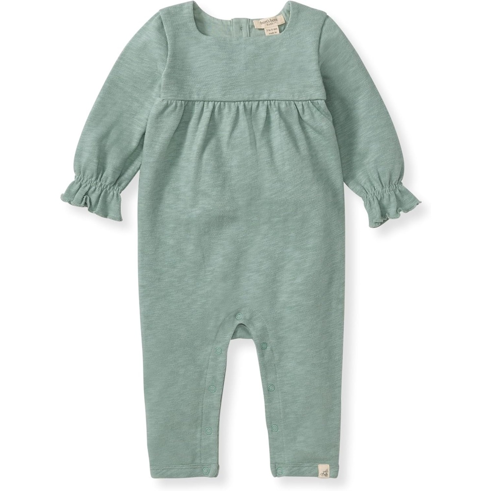 image:imageBurts Bees Baby Girls Long Sleeve Jumpsuit 100 Organic Cotton OnePiece Outfit CoverallJade Chunky Slub