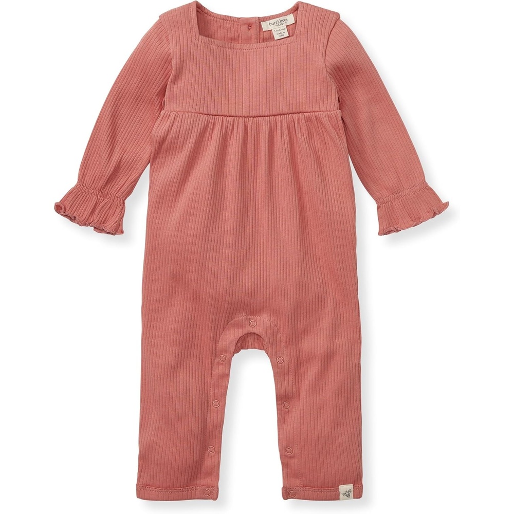 image:imageBurts Bees Baby Girls Long Sleeve Jumpsuit 100 Organic Cotton OnePiece Outfit CoverallTerracotta Babydoll