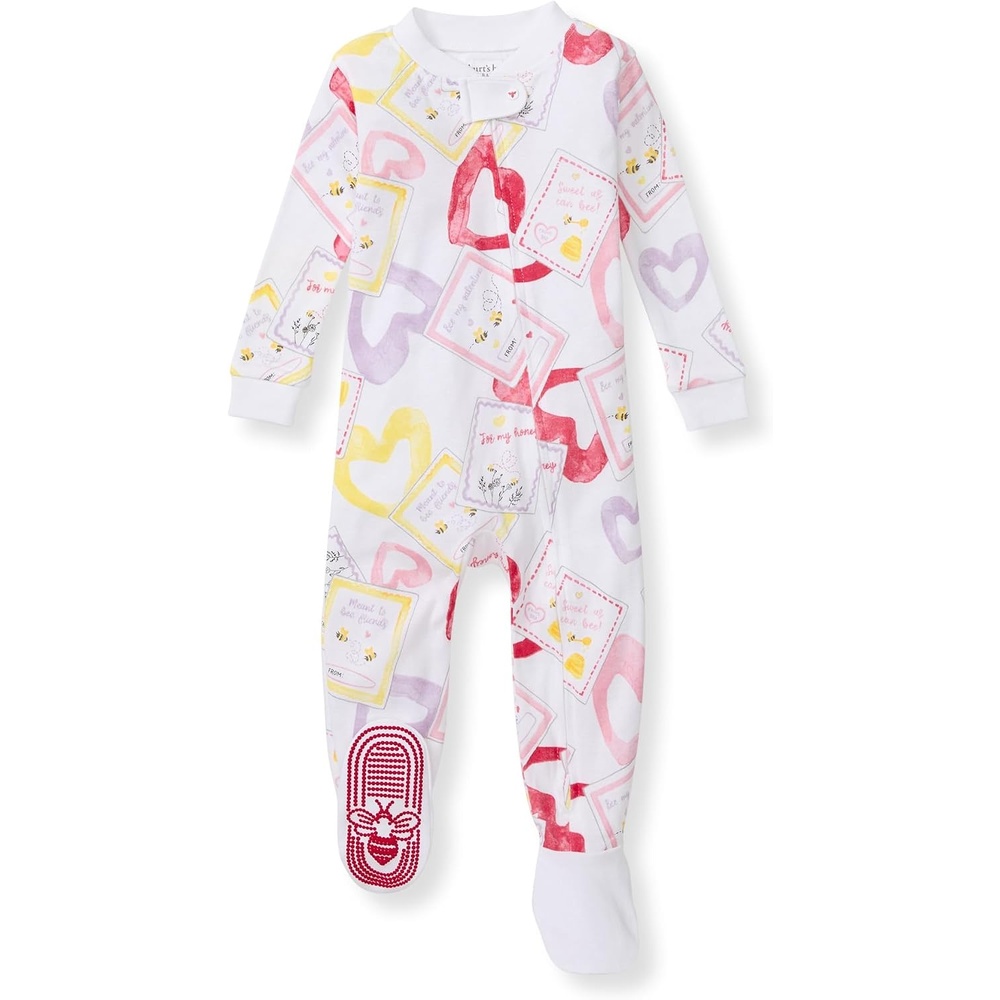 image:imageBurts Bees Baby Girls Sleeper Pajamas 100 Organic Cotton Onepiece PJs Diagonal Zip Up Jumpsuit Snug Fit FootieBee Mine