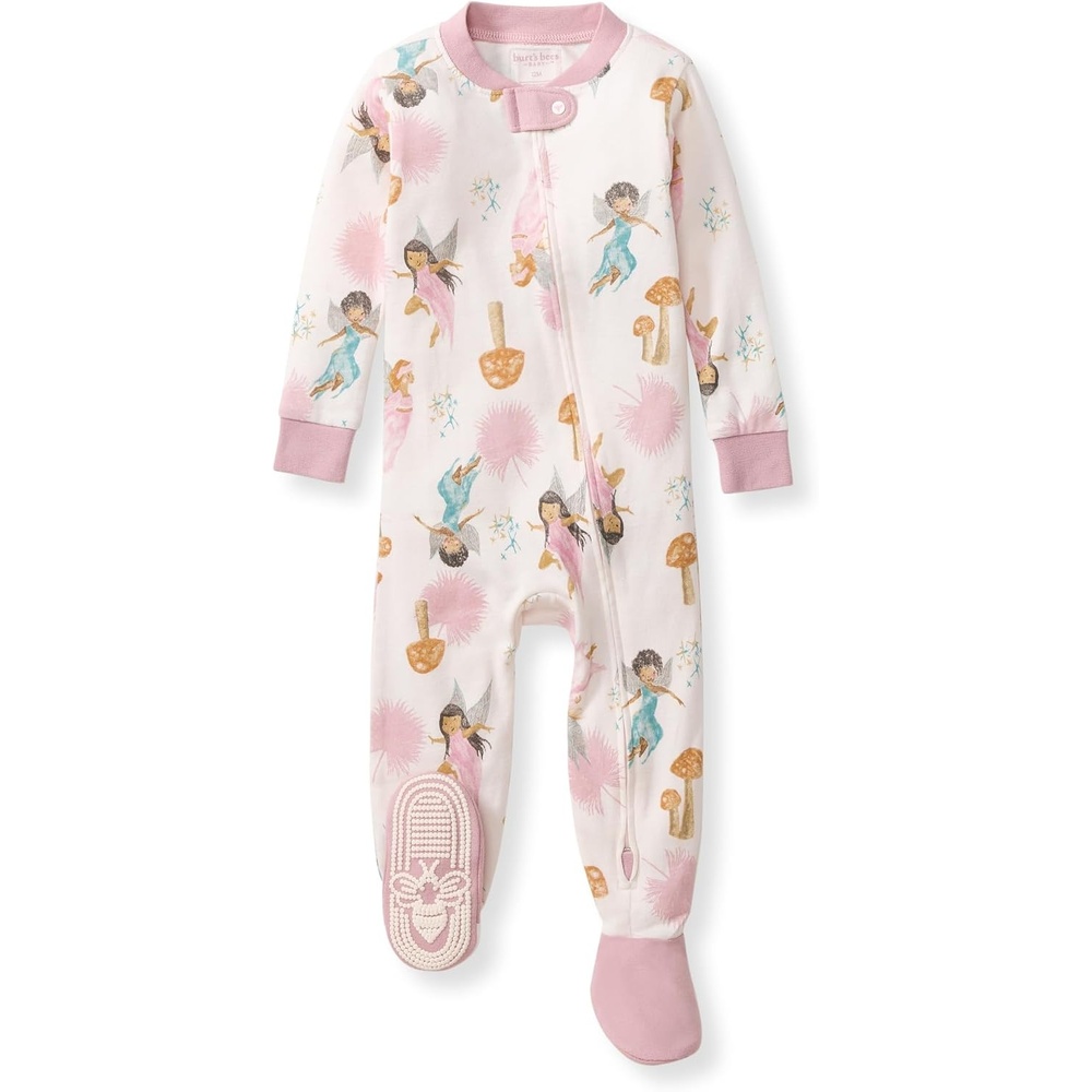 image:imageBurts Bees Baby Girls Sleeper Pajamas 100 Organic Cotton Onepiece PJs Diagonal Zip Up Jumpsuit Snug Fit FootieFairy Garden