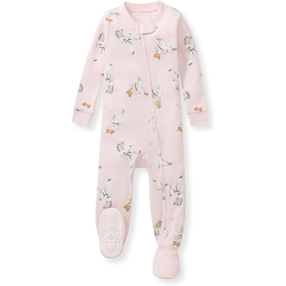 image:imageBurts Bees Baby Girls Sleeper Pajamas 100 Organic Cotton Onepiece PJs Diagonal Zip Up Jumpsuit Snug Fit FootieKarate Creatures