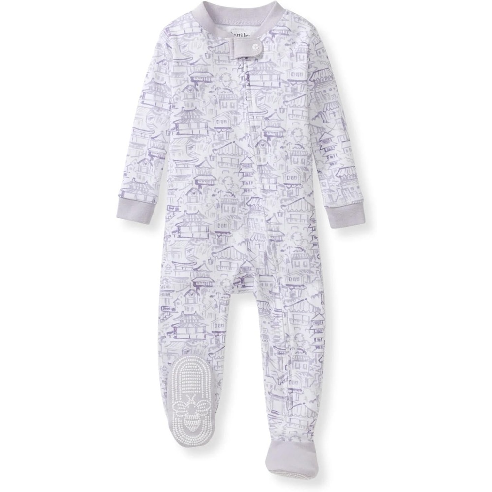 image:imageBurts Bees Baby Girls Sleeper Pajamas 100 Organic Cotton Onepiece PJs Diagonal Zip Up Jumpsuit Snug Fit FootieKyoto