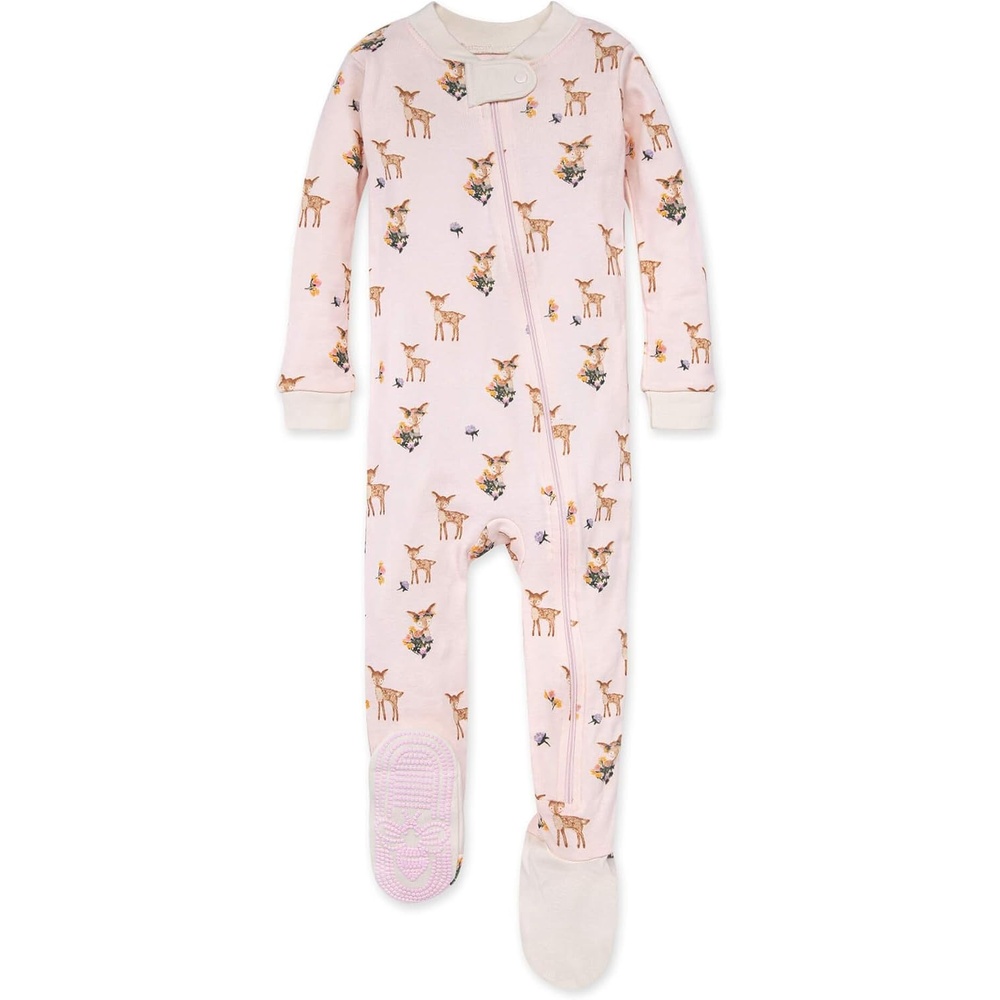 image:imageBurts Bees Baby Girls Sleeper Pajamas 100 Organic Cotton Onepiece PJs Diagonal Zip Up Jumpsuit Snug Fit FootieOh Deer
