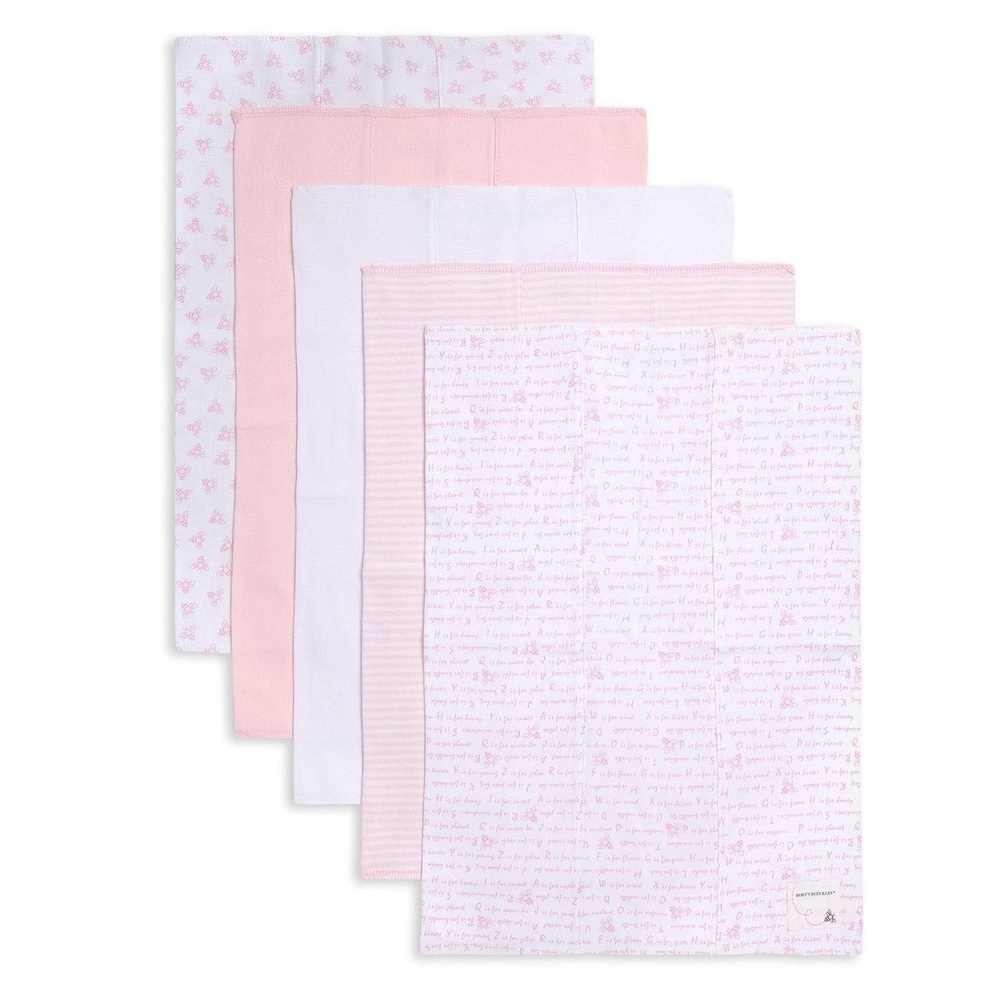 image:imageBurts Bees Baby Infant Burp Cloths 100 Organic Cotton Extra Absorbent Soft Fabric Drool Cloths 5Pack Newborn MustHave Essential Large Burping Cloths One Size 17 x 1175 Inches