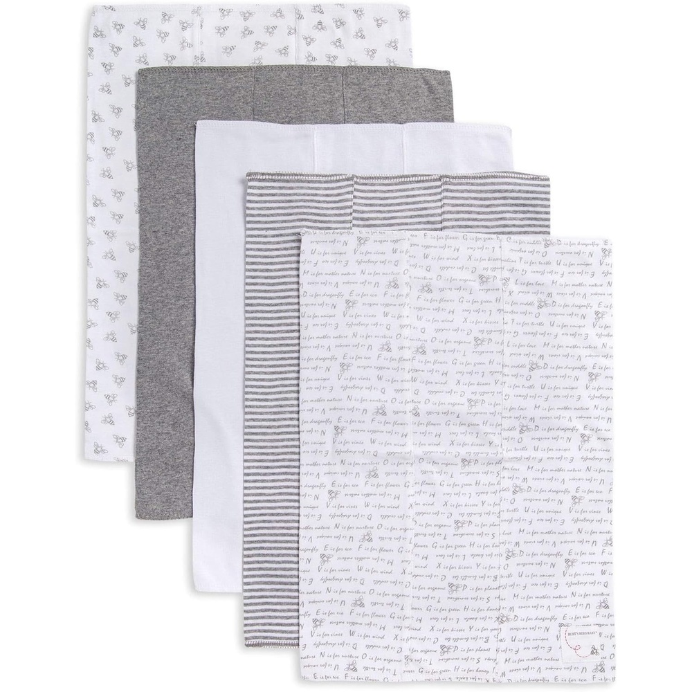 image:imageBurts Bees Baby Infant Burp Cloths 100 Organic Cotton Extra Absorbent Soft Fabric Drool Cloths 5Pack Newborn MustHave Essential Large Burping Cloths One Size 17 x 1175 Inches5Pack
