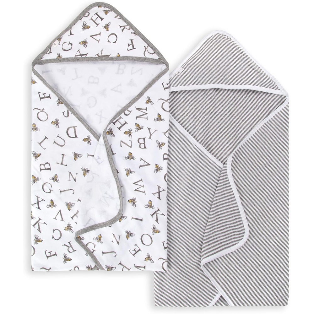 image:imageBurts Bees Baby Infant Hooded Towels Organic Cotton Unisex Bath Essentials Nursery Towel with Hood Set 29 x 29 in 2PackAbeec