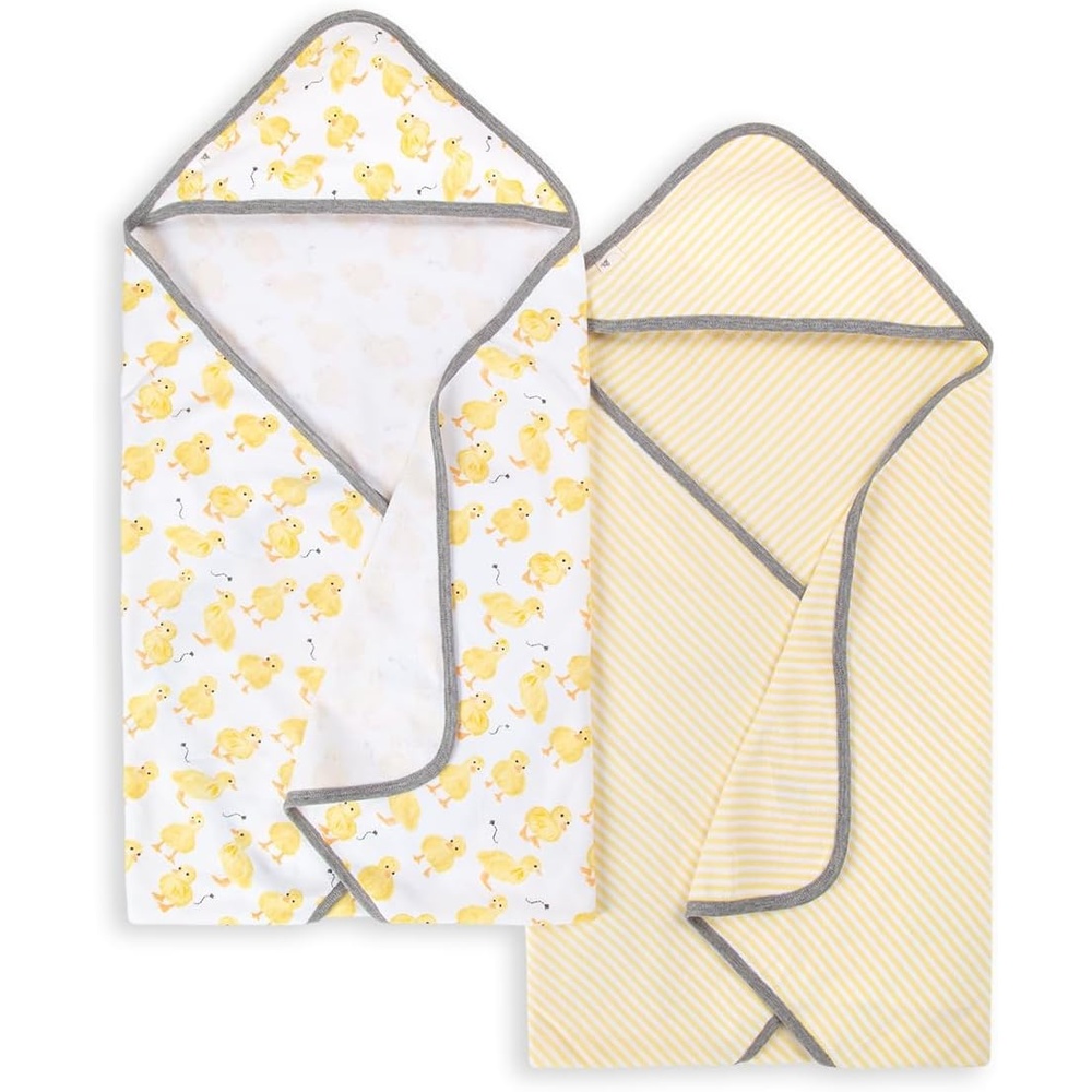 image:imageBurts Bees Baby Infant Hooded Towels Organic Cotton Unisex Bath Essentials Nursery Towel with Hood Set 29 x 29 in 2PackLittle Ducks