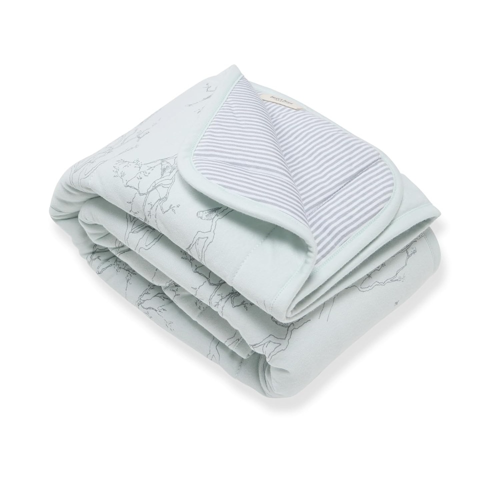 image:imageBurts Bees Baby Infant Reversible Blanket 100 Organic Cotton Nursery Blanket Breathable Nursery Bedding 30 W x 40 LSwaying Branches Blue
