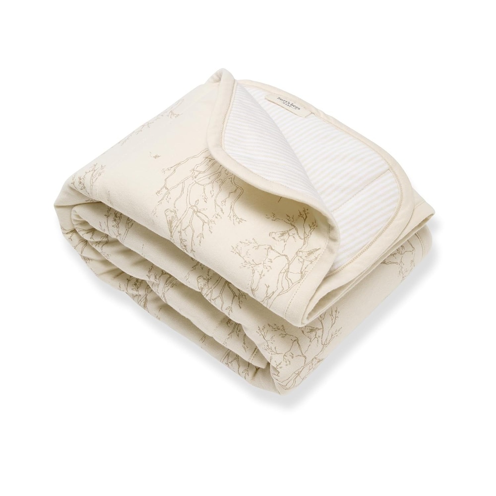 image:imageBurts Bees Baby Infant Reversible Blankets 100 Organic Cotton GOTS Certified ABeeC Prints with Quilting Pattern Soft Nursery Blanket with 100 Polyester Fill for Size 30 x 40 InchSwaying Branches Oat