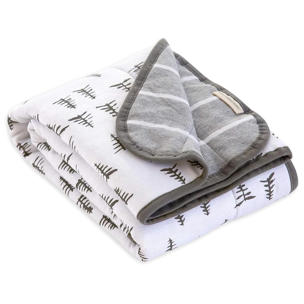 image:imageBurts Bees Baby Infant Reversible Blankets 100 Organic Cotton GOTS Certified ABeeC Prints with Quilting Pattern Soft Nursery Blanket with 100 Polyester Fill for Size 30 x 40 InchPine Forest
